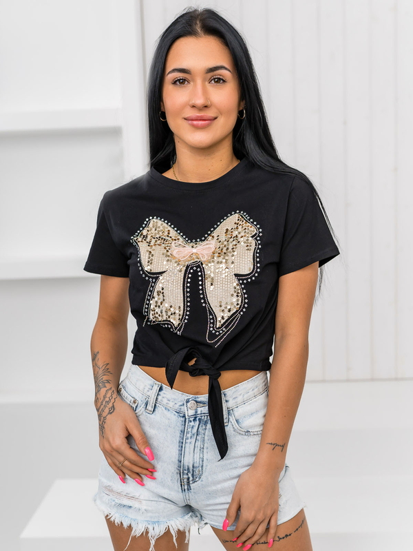 Čierne dámske tričko s aplikáciou Bolf 96T612