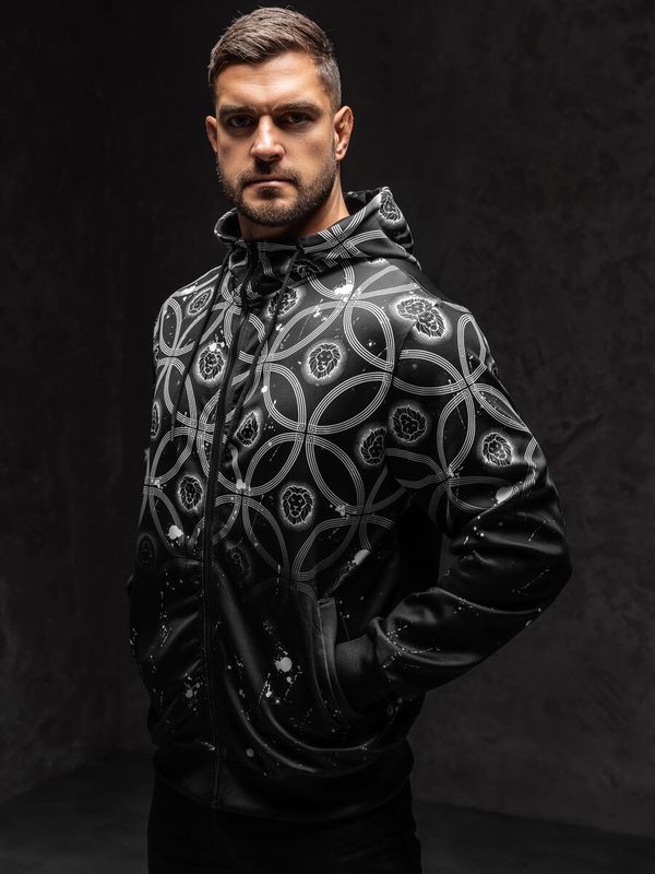 Čierna pánska mikina na zips s kapucňou Bolf 27B8122A1