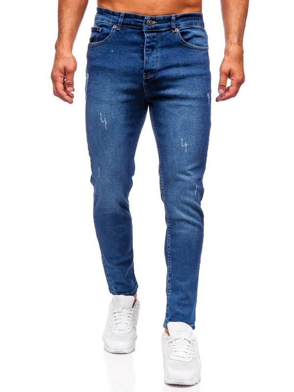 Tmavomodré pánske slim fit rifľové nohavice Bolf 6564-1