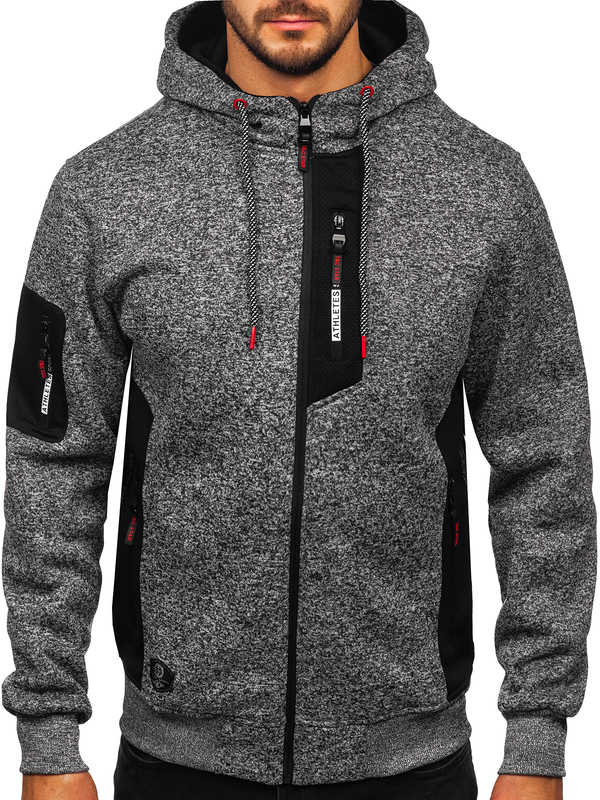 Antracitová pánska mikina/bunda s kapucňou Bolf TC1211