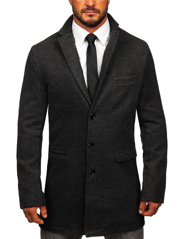 Grafitový pánsky zimný kabát Bolf 1047