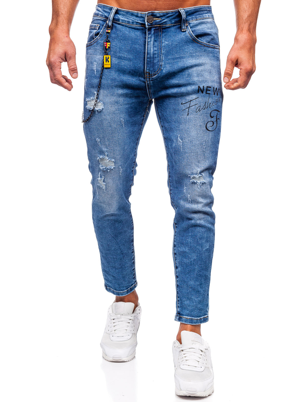 Tmavomodré pánske slim fit rifľové nohavice Bolf TF251