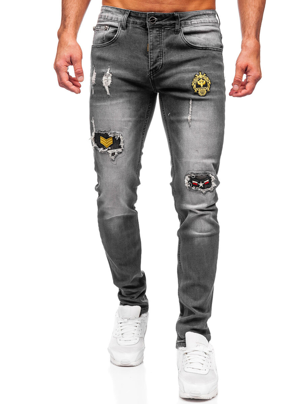 Grafitové pánske slim fit rifľové nohavice Bolf MP0167G