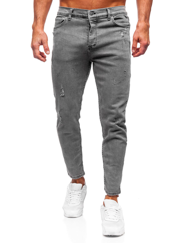 Grafitové pánske skinny fit rifľové nohavice Bolf 5909