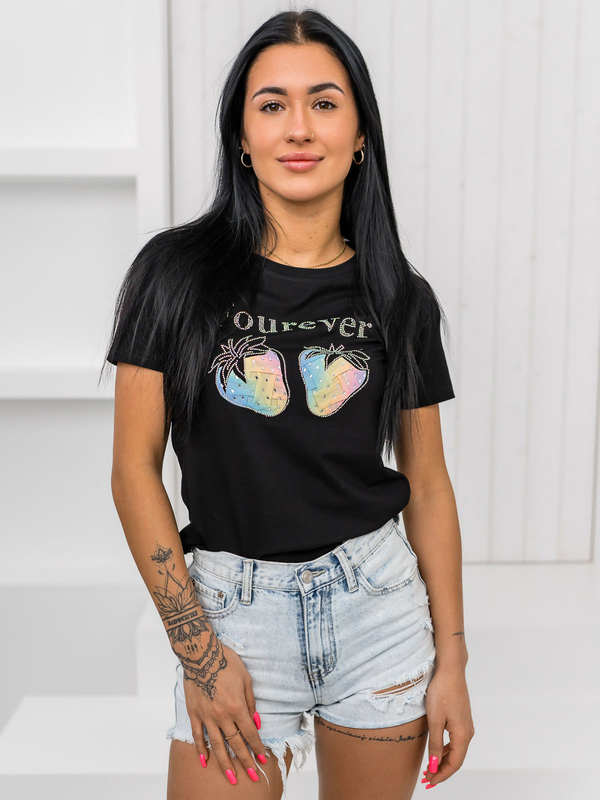 Čierne dámske tričko s aplikáciou Bolf 95T2518