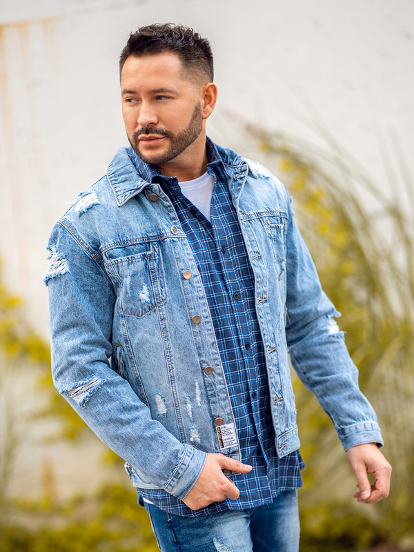 Blankytne modrá pánska riflová bunda Bolf MJ501BC