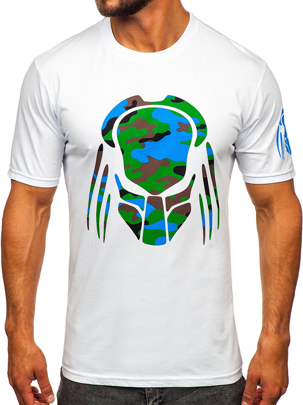 Biele pánske bavlnené tričko s potlačou BOLF 192379-1