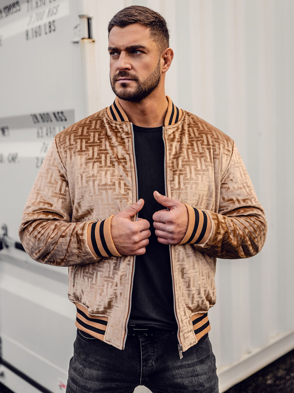 Pánska bejzbalová obojstranná zimná bomber bunda vo farbe ťavej srsti Bolf 3B105