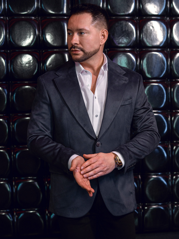 Pánske zamatové sako tmavomodré Bolf 24410