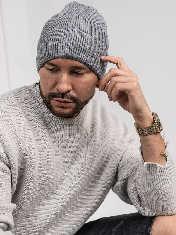 Sivá pánska zateplená zimná čiapka Bolf 387045