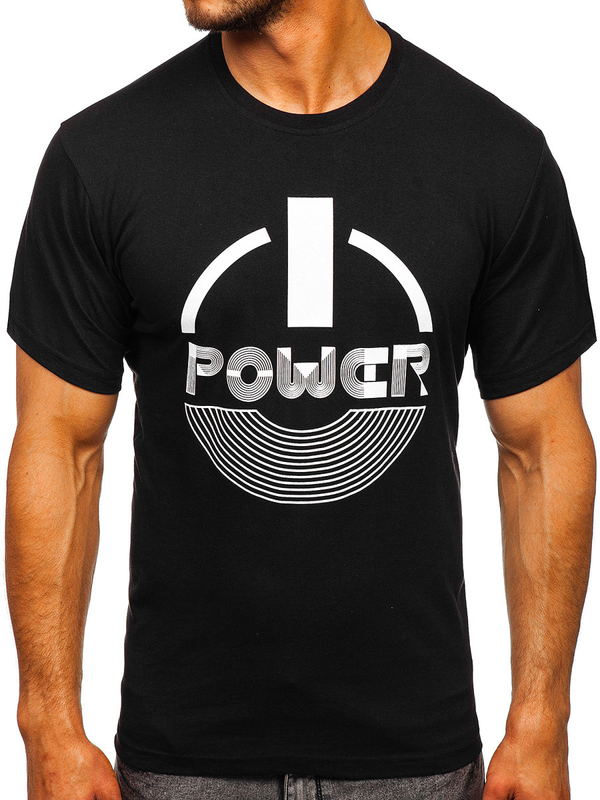 Čierne pánske tričko s potlačou Bolf 0011