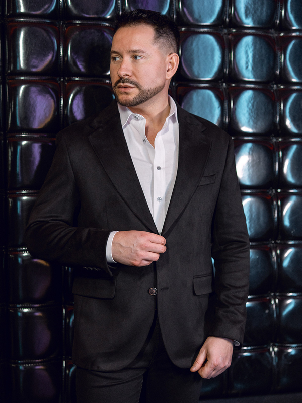 Pánske zamatové sako čierne Bolf 24410