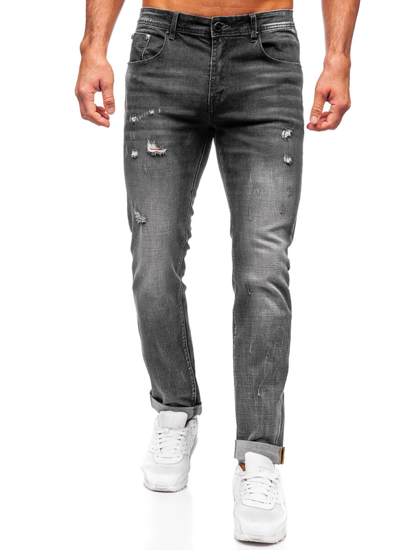 Grafitové pánske slim fit rifľové nohavice Bolf MP0169G