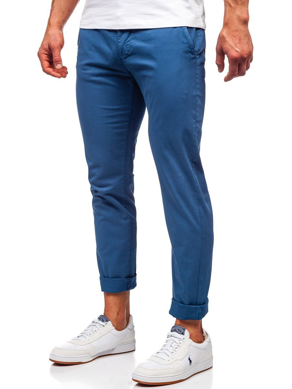 Pánske chino nohavice vo farbe indigo Bolf 1146