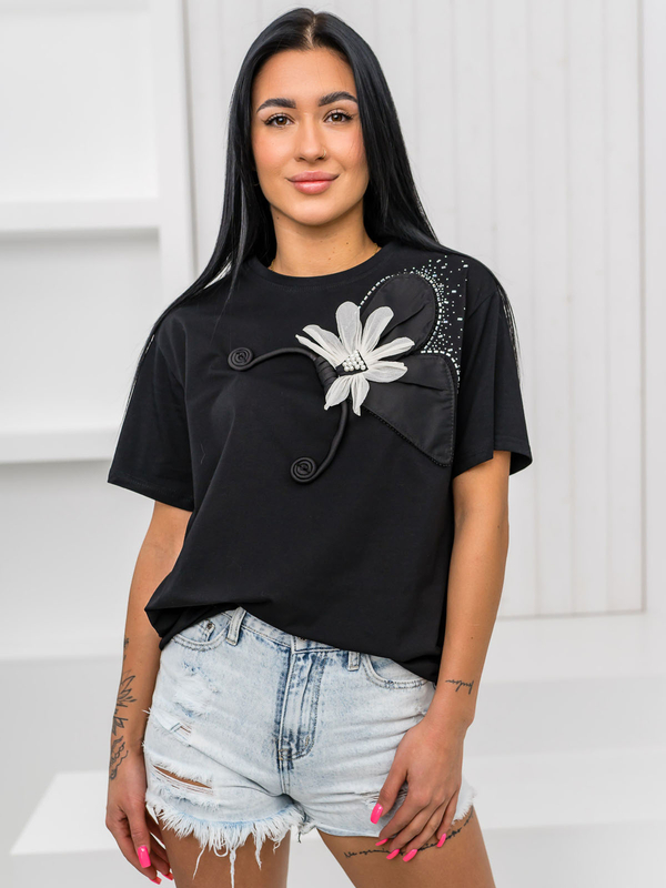 Čierne dámske tričko s aplikáciou Bolf 96T633