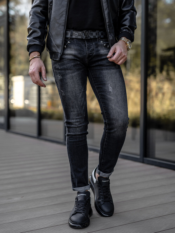 Čierne pánske rifle slim fit Bolf MP0057N