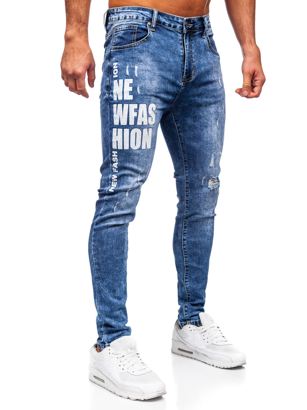 Modré pánske slim fit rifľové nohavice Bolf TF292